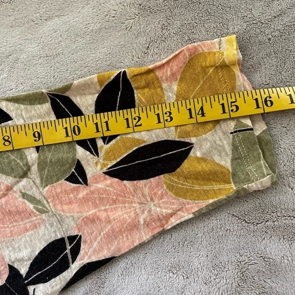 Rachel Zoe 100% Linen Floral V Neck 3/4 Sleeve High Low Shirt Top Size 1X - Picture 7 of 8